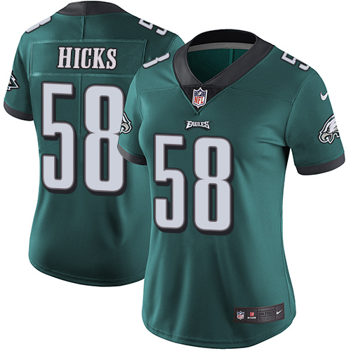 Nike Eagles #58 Jordan Hicks Midnight Green Team Color Women's Stitched NFL Vapor Untouchable Limited Jersey - Click Image to Close